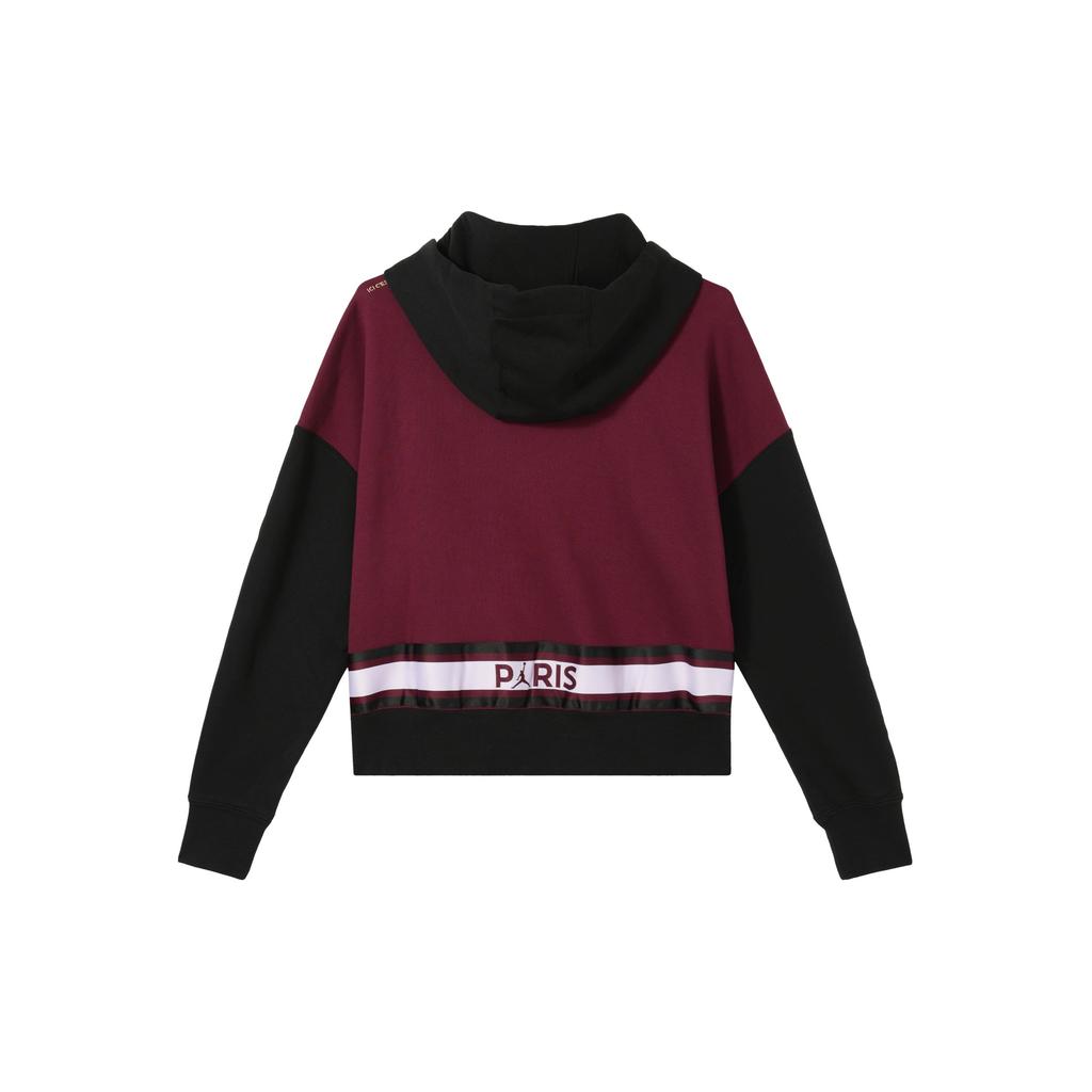 Jordan Paris Saint-Germain Fleece-Lined Warm Sports Pullover Hoodie Women Tops Bordeaux CU5282-610