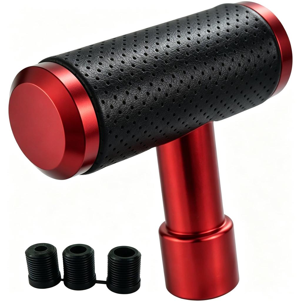 Lunsom Shift Metal Gear Shift Shift Suitable for Manual Transmission Vehicles and Push-Type Knob, Lever, T-Type Knob, (Black Red)