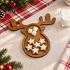 Massivholz Vorspeisenplatte Weihnachtsbaum und Elch Serviertablett, Langlebige unterteilte Feiertagsparty Snackschale Speiseplatte, Dekoratives Geschirr für