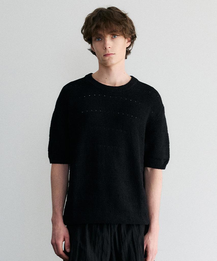 Le Mad Boucle Scallop Round Half Knit - Black