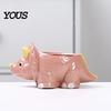 Small Plant Holder for Office Ceramic Dinosaur Planter, Cartoon Flower Pot with Drainage Hole, Cute Animal Dino Succulents, Indoor Outdoor Home