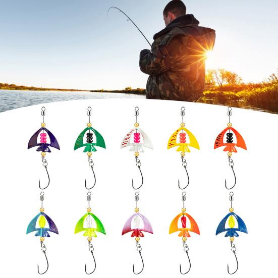 5Pcs 5CM/4G Spinner Blade Lure with Hook Hard Metal Spinnerbait 360 Degrees Rotating Sequin Lure Saltwater Freshwater Walleye Bass Fishing Accessories