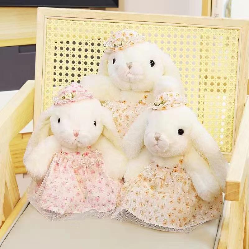 Eight-inch Grab Doll New Gauze Skirt Kapok Rabbit Plush Doll Wedding Throwing Doll Children's Birthday Gift