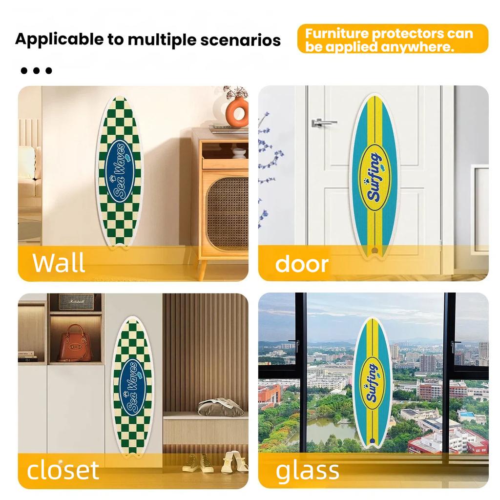 A Cat Scratcher Post in the Shape of a Surfboard, Wall-mounted, Made of Natural Sisal Material, and Free of Debris, Toy for Cats