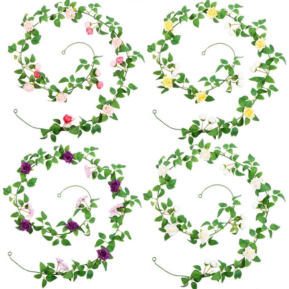 Plastic Silk Rose Flower Vine Spring Rose Wall Hanging Artificial Rose Vine  Hotel Restaurant