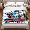 Soccer Theme Soft Blanket Personalized Custom Name Text Print Warm Blanket Home Sofa Bedroom Decor