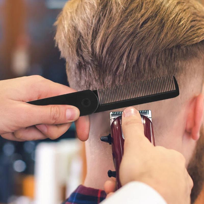 Professional 3 In 1 Pocket Folding Combs Wide Tooth Oil Head Comb Beard Combing Barber Hair Clipper Comb Salon Hair Styling Tool Double-sided Comb