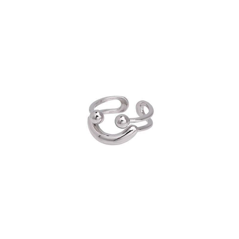 Smiling Metal Texture Open Ring - Trendy, All-Match Design for Women