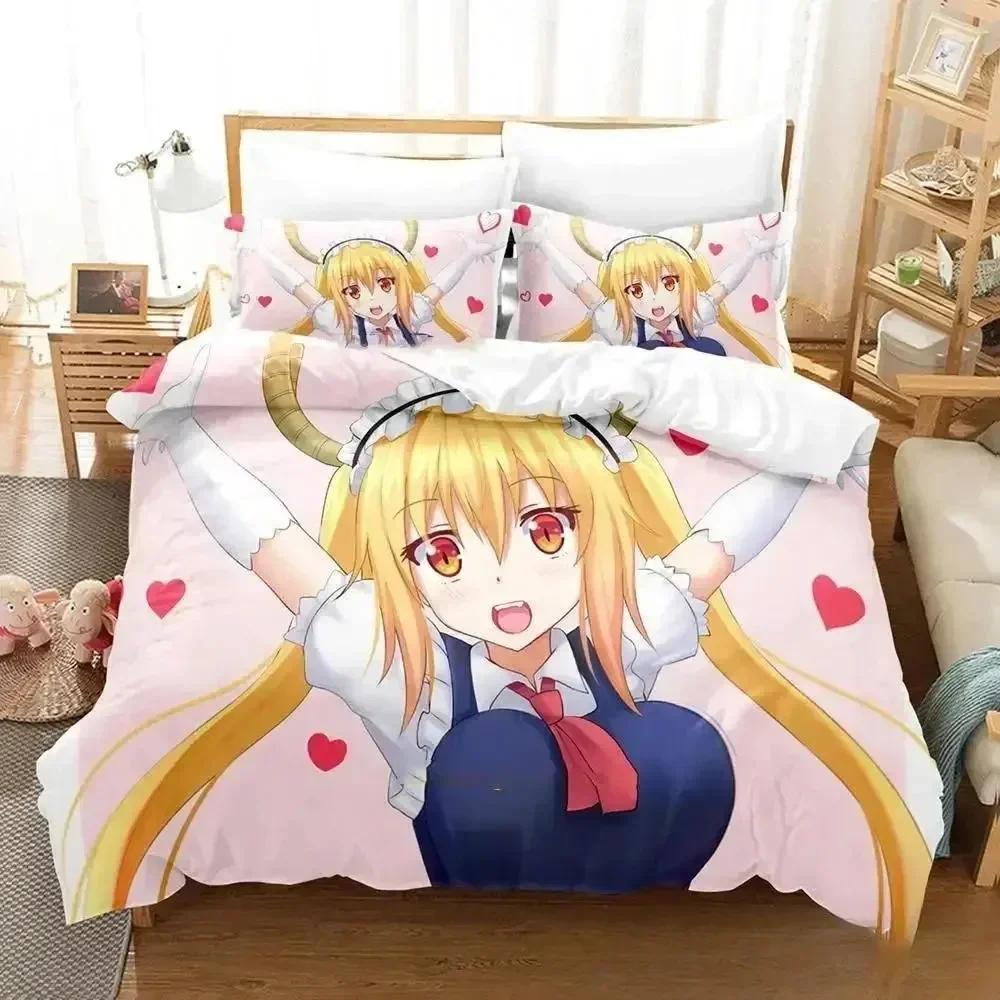 3D Miss Kobayashi's Dragon Maid Bedding Set Duvet Cover Bed Set Quilt Cover Pillowcase Comforter King Queen Size Boys Adult