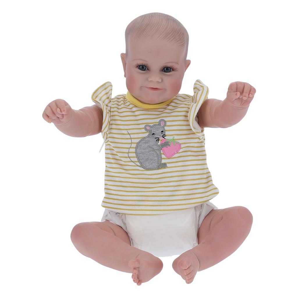 48cm / 18.9in Mädchenpuppe Simulation Lebensecht Weiche Babypuppe Fütterflasche Schnuller Set