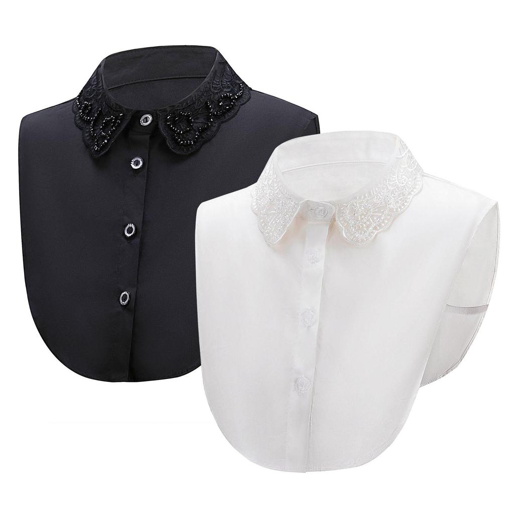 Dekorativer falscher Kragen für Damen im koreanischen Stil aus besticktem Organza für Herbst/Winter