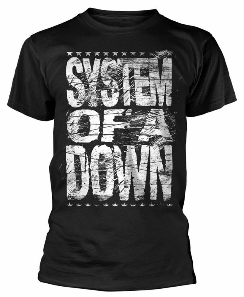 Official System Of A Down T Shirt Distressed Logo Black Mens Classic Rock Metal S
