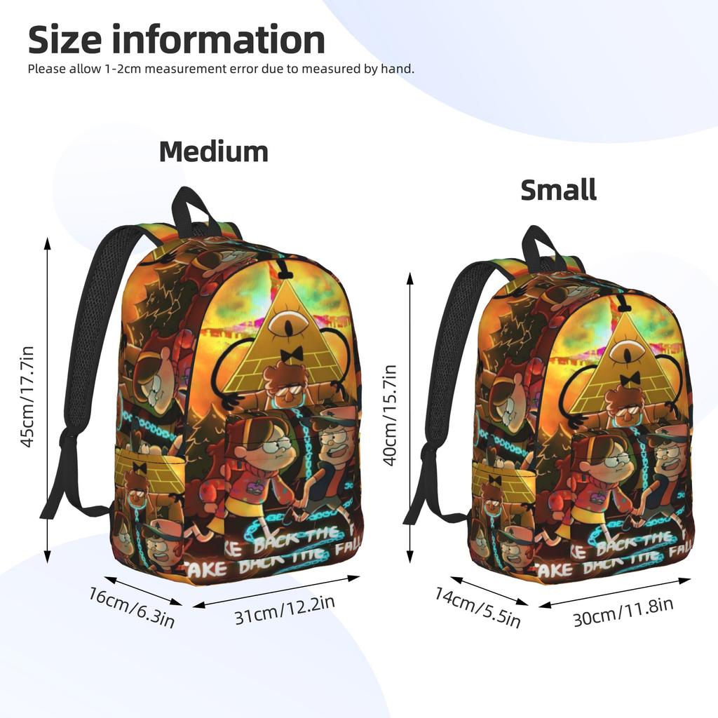 Gravitys Falls Teenage Backpack with Pocket Student Work  Daypack for Men Women College Canvas Bags