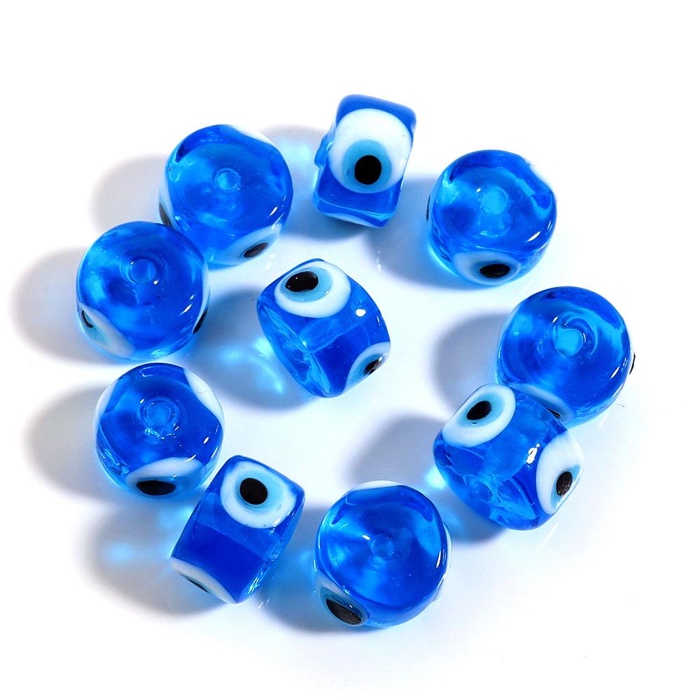 10pcs/lot 9mm Flat Round Lampwork Beads Colorful Evil Eye Loose Spacer Glass Beads For DIY Fashion Bracelet Earrings Accessories