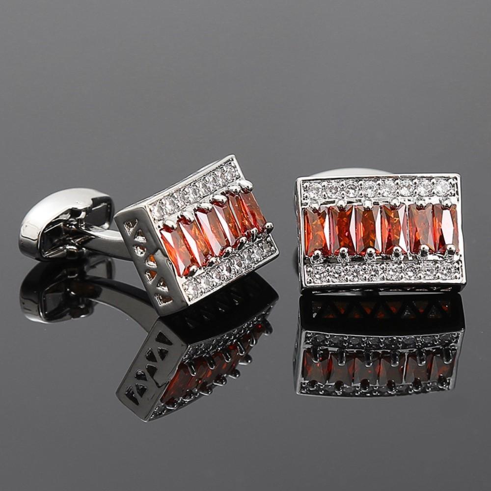Zinc Zinc Alloy Cuff Links Shiny Sleeve Button Fashion Strip Zircon Tie Clip Men's Suit Accessory