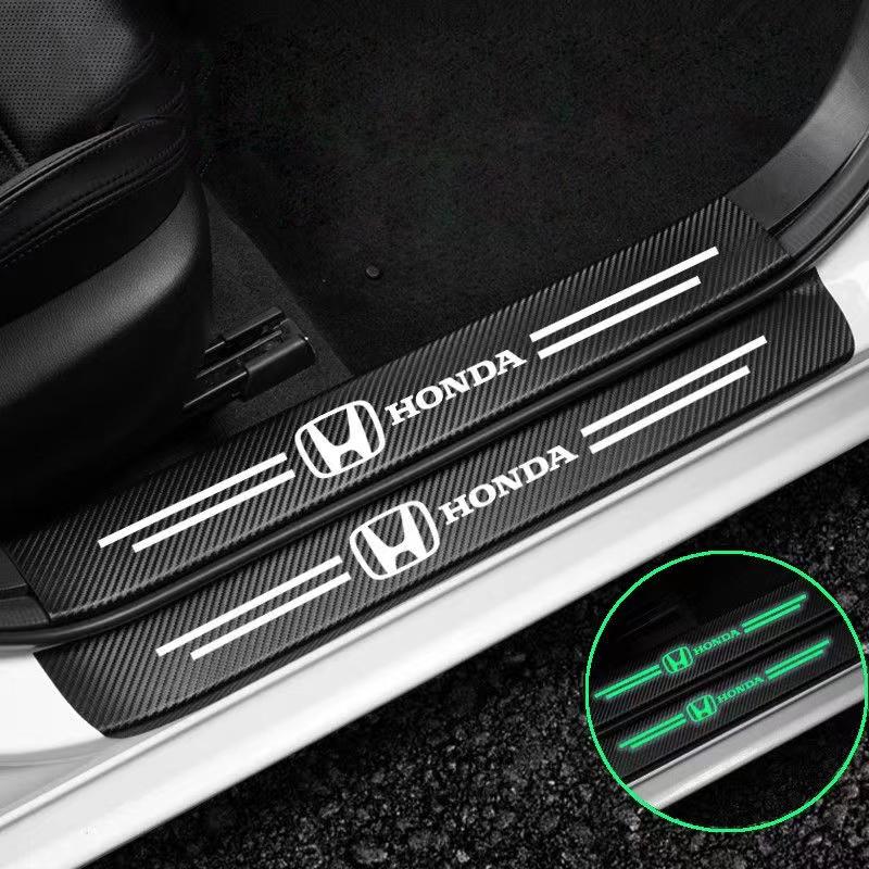 TR1-4Pcs Carbon Fiber Car Door Sill Protector Stickers Door Sill Stickers for Honda Accord CRV XRV Civic FIT Auto Accessories