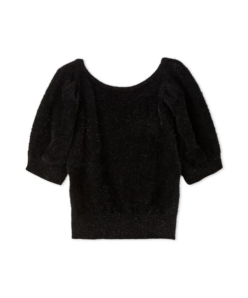 FRAY Feather Puff Sleeve Knit Black I.D. Women's 2-Way Lamé FWNT244152,