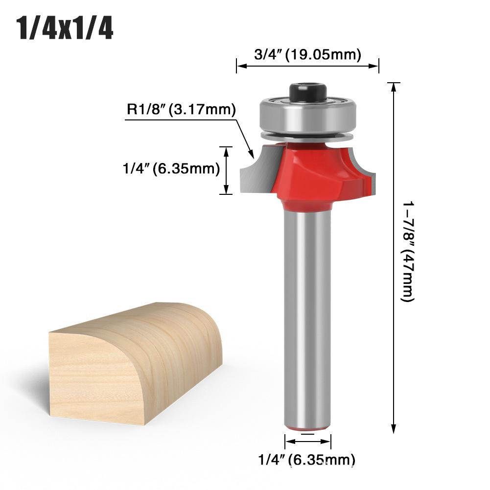 Woodworking Bearing Round Corner Cutter Trimming Machine Cutter Head Chamfering Slotting Engraving Woodworking Cutter Gong Cutter 1/4 Handle 6 Handle