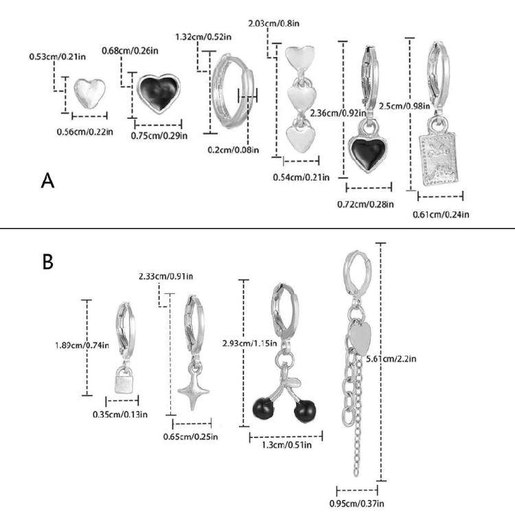Heart-shape Drop Dangle Earrings Aesthetic Metal Ear Buckles Cherry Zircon Bear Rabbit Tassel Earring Asymmetry Jewelry