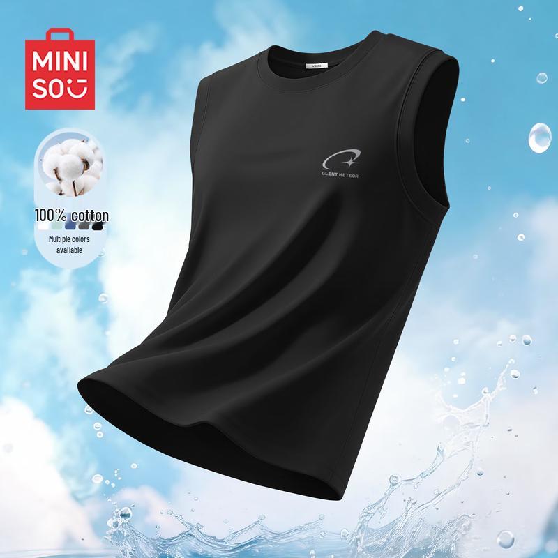 

MINISO Men s Heavyweight Pure Cotton Sleeveless T-Shirt 4XL