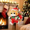 Christmas Stocking Tags Cat Pendant with Hanging Rope, 2D Flat Acrylic Ornament for Xmas Tree Cute Kitty Decor Decoration, Holiday Decor, Party