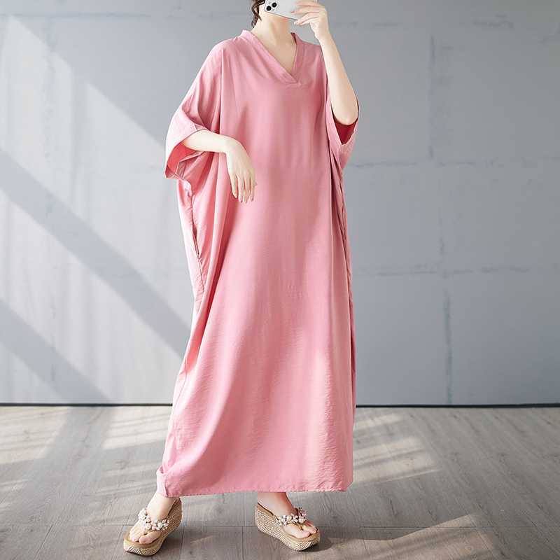 Vintage Long Dress with Cotton and Linen Patterns