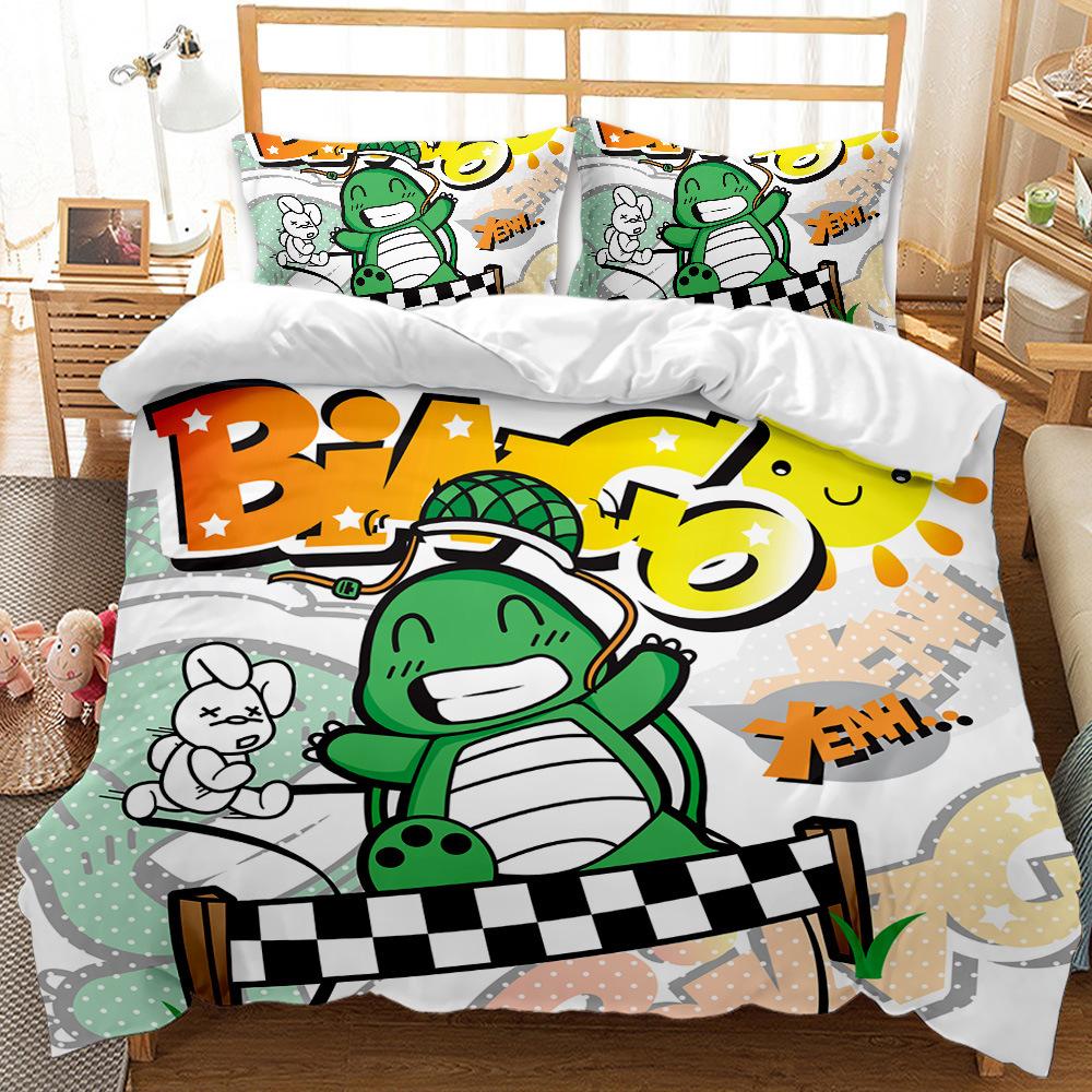 Wish Love Cartoon Dinosaur Cute Cartoon Student Three-Piece 3D Digital Printing Bedding 135 * 200 90g