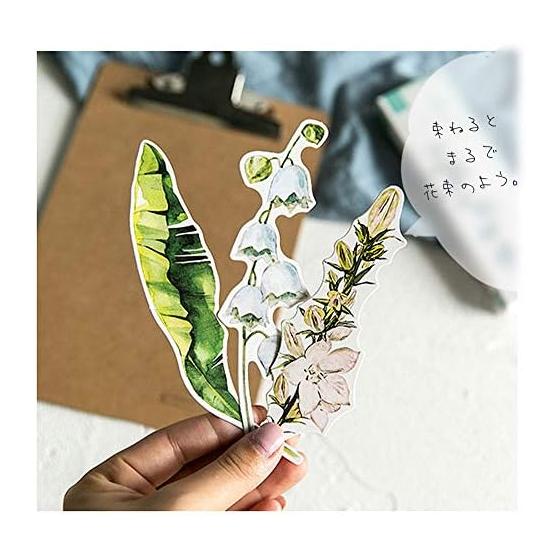 Moin Moin Bookmark Set - Watercolor Pressed Flowers & Leaves (30 Pcs) - Violet, Rose, Tulip & More - Message Card Friendly
