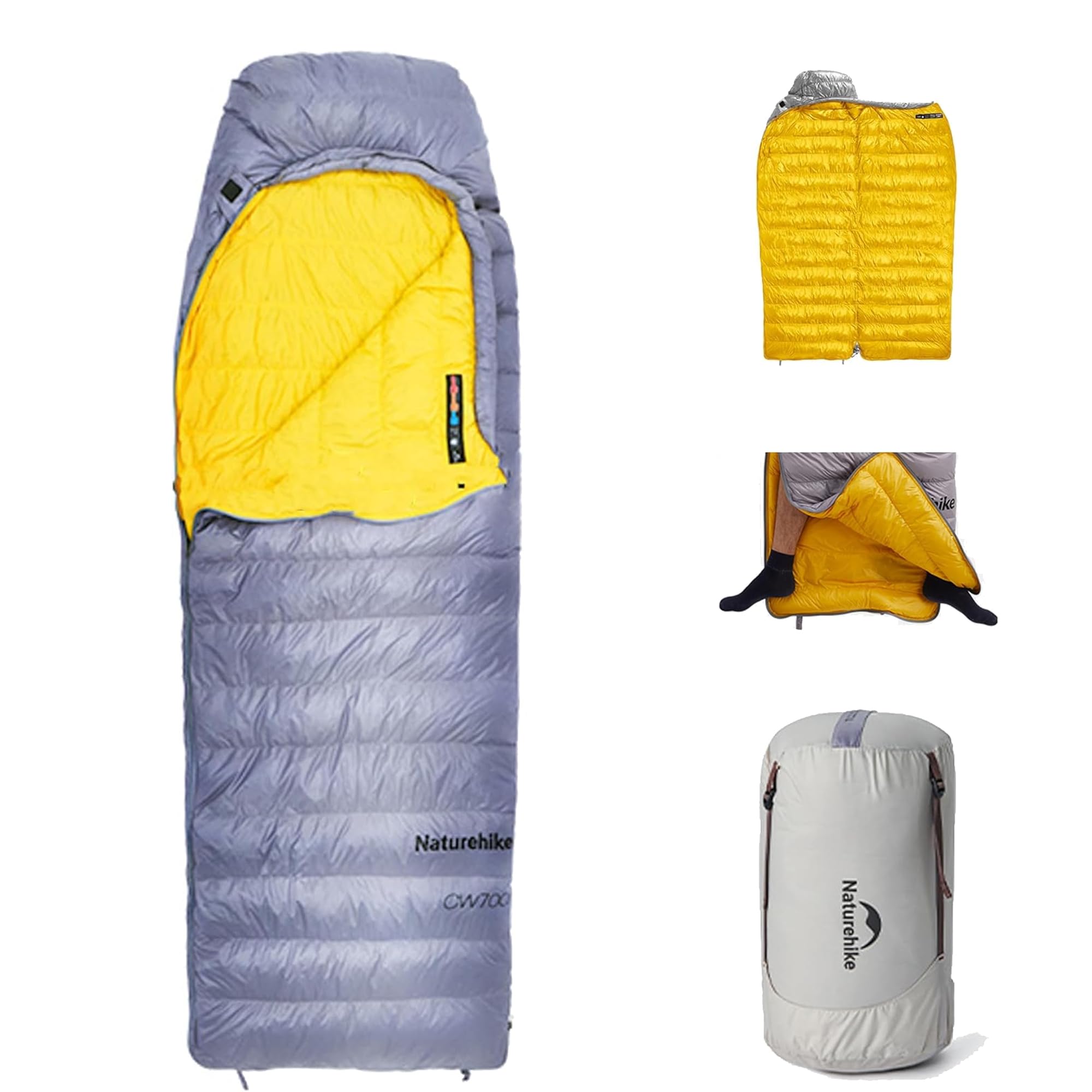 

Спальный мешок Naturehike CW700 Premium с наполнителем из пуха для комфортной температуры, полностью закрывающий плечи, для автомобиля, для гостей при стихийных бедствиях, earthquake, сумка для хранения в комплекте серый