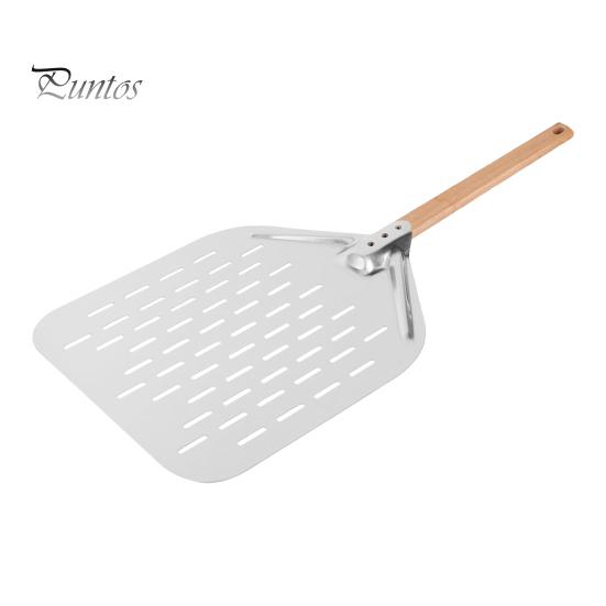 

Полая лопатка для пиццы с длинной ручкой, большая поверхность, нержавеющая сталь, 12-дюймовая лопатка для пиццы с деревянной ручкой, устойчивая к высоким температурам пицца серебряный