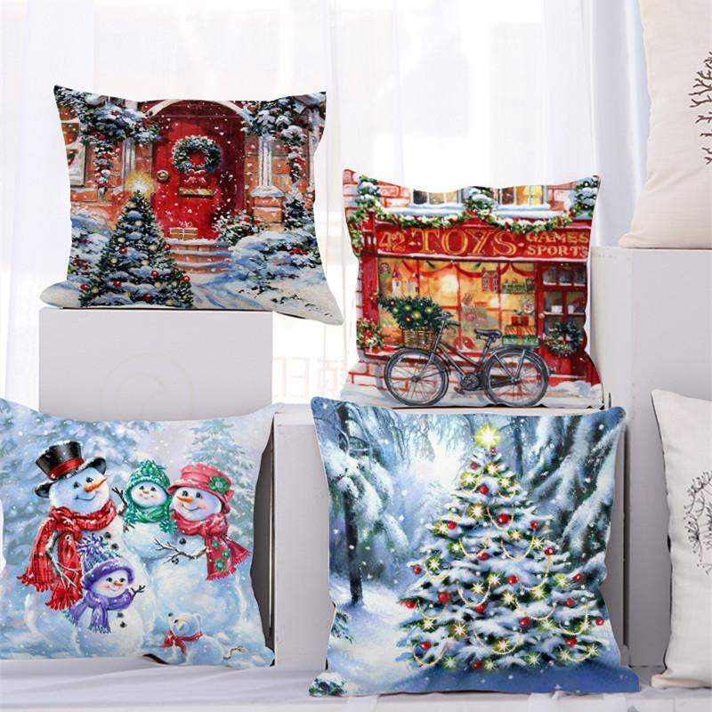 2026 New Year 45cm Christmas Pillowcase Cushion Cover Christmas Decorations for Home Christmas Ornament Gift Happy Noel Xmas