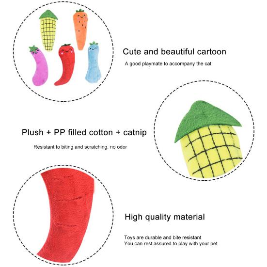 Yousheng Cat Toy Vegetable Shape Teeth Molar Plush Squeak Kitten Toy for Cat Supplies