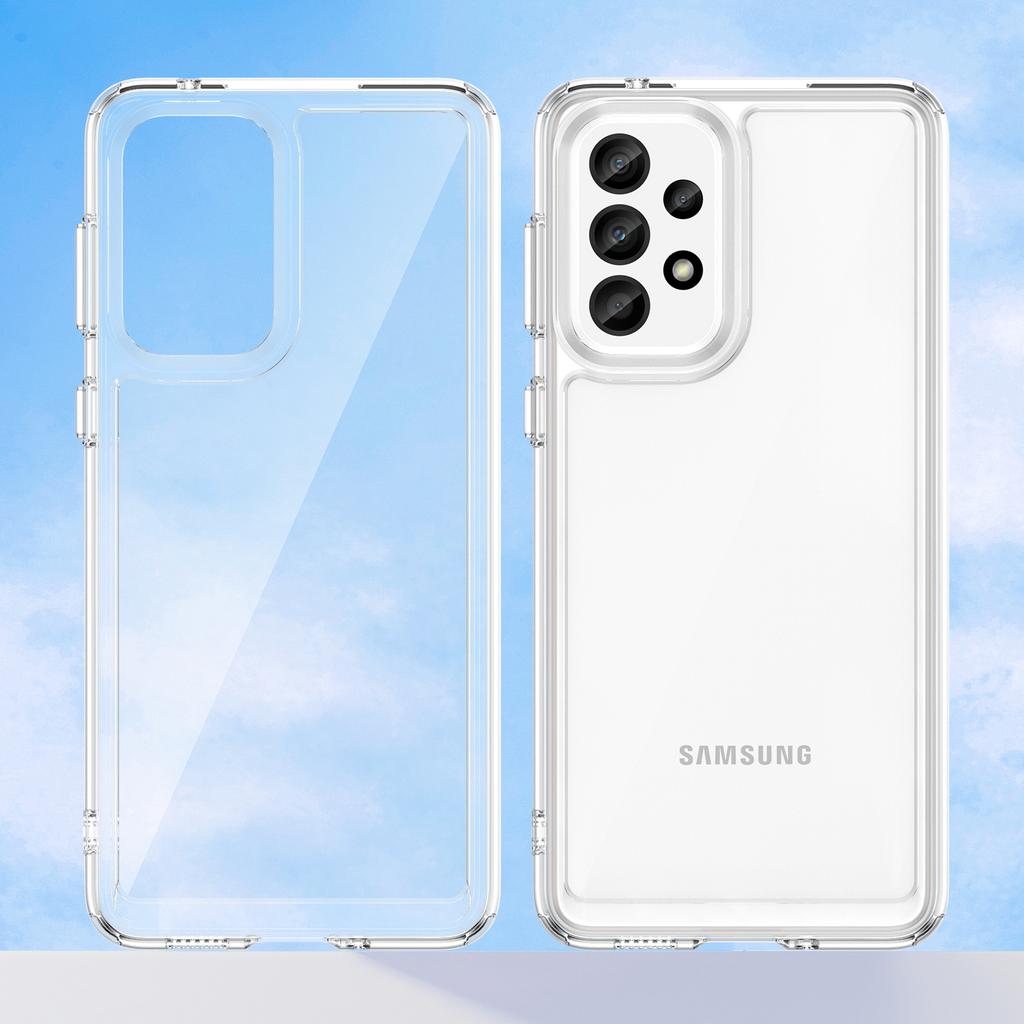 Phone Cover for Samsung Galaxy A33 5G Clear Case with Electroplating Buttons (Big Rear Lens Hole)