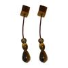 Medieval Style Tiger Eye Stone Square Pendant Earrings