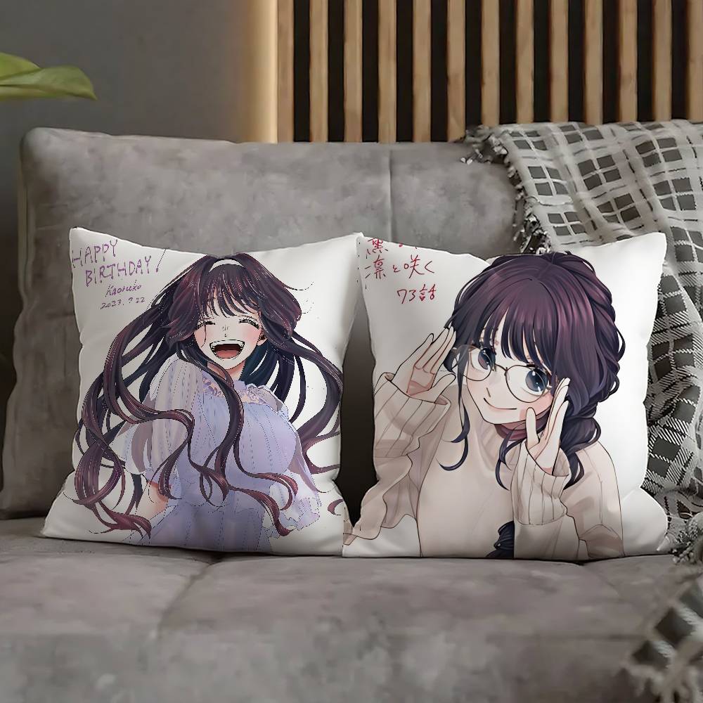 Kaoruko Waguri Hana wa Rin to Saku Pillow Case For Sofa Decor Car Office Room Printing Cushion Cover Decorations and Protector