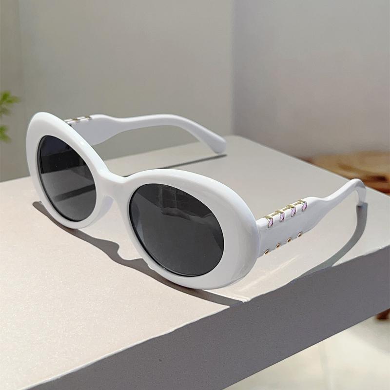 Oval Sunglasses Women  Stylish Gradient Multi-color Korean Style Casual Shades Trendy Luxury Brand Design Sun Glasses