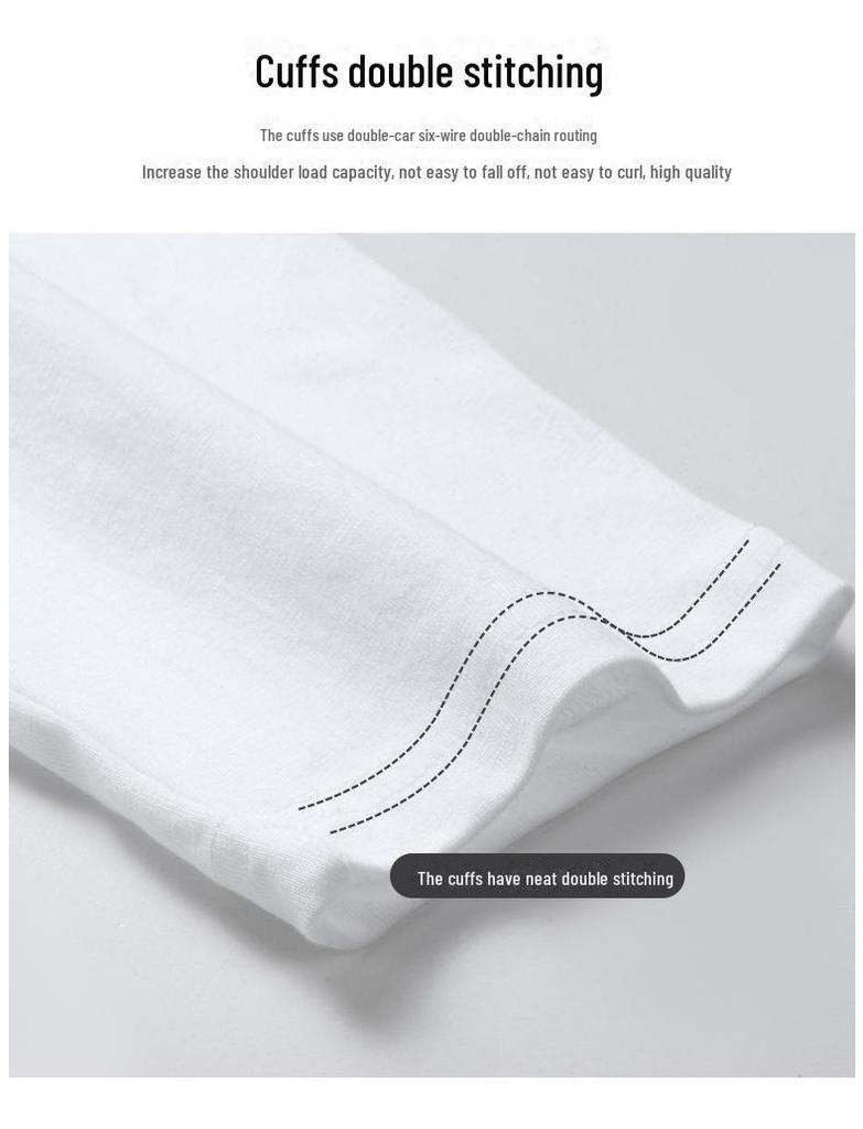 Men's Long-Sleeve Printed Round Neck White Casual Shirt for Spring and Autumn