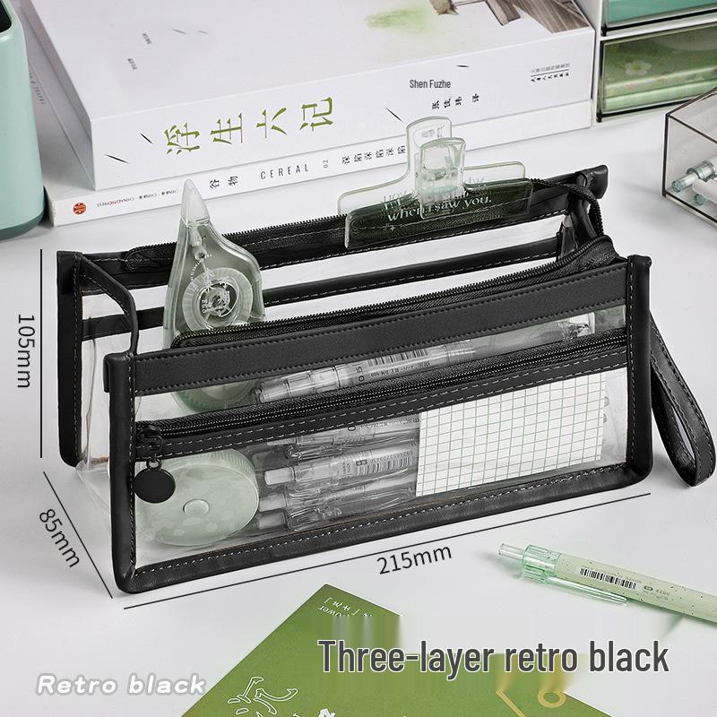 High-Capacity Transparent Pencil Case for Exams, Multipurpose Makeup Bag, Convenient Stationery Organizer