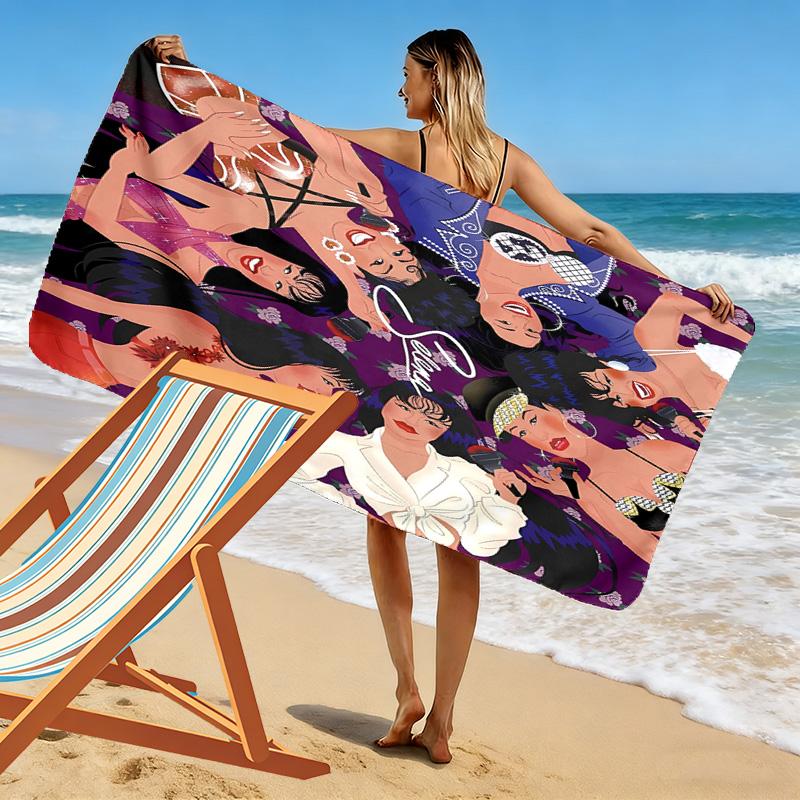 Selena Quintanilla Print Beach Towel, Large Soft Quick Dry Towel for Beach Camping Swimming