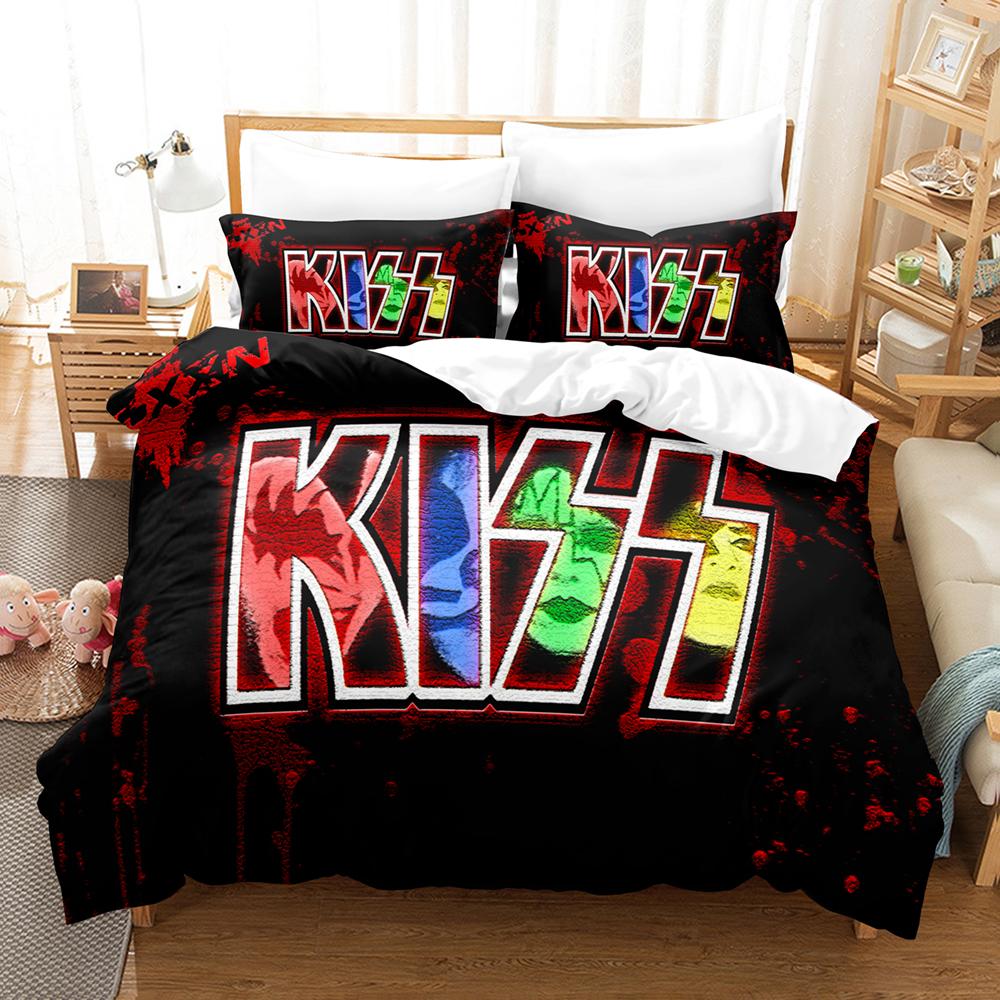 Kiss Rock Band Music 3D Duvet Cover Bedding Set Polyester Pillowcases Quilt Cover Fashion Home Decor Gift Twin King Queen