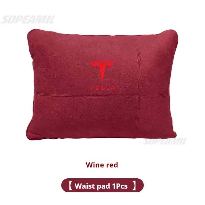 Suede Car Headrest Neck Support Seat Lumbar cushion Soft Neck Pillow Pad For Tesla Model 3 Model Y Model S Model X Accessories