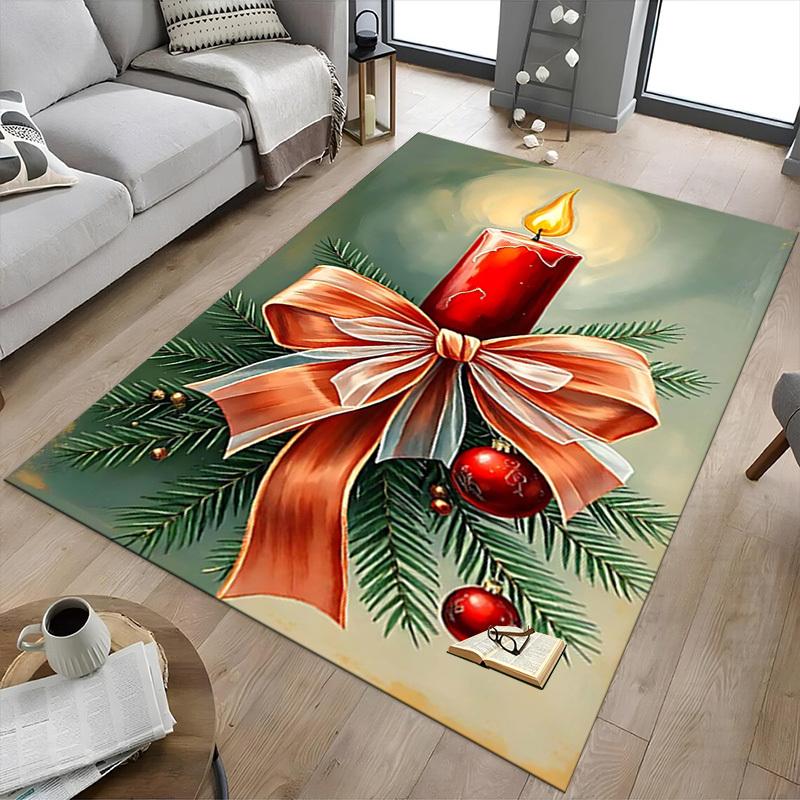 1PC Christmas, candle Extra Large Non Slip Floor carpet, Office, family, bedroom, Studio Large Area Rug Indoor Rugs, , Vibrant Colors