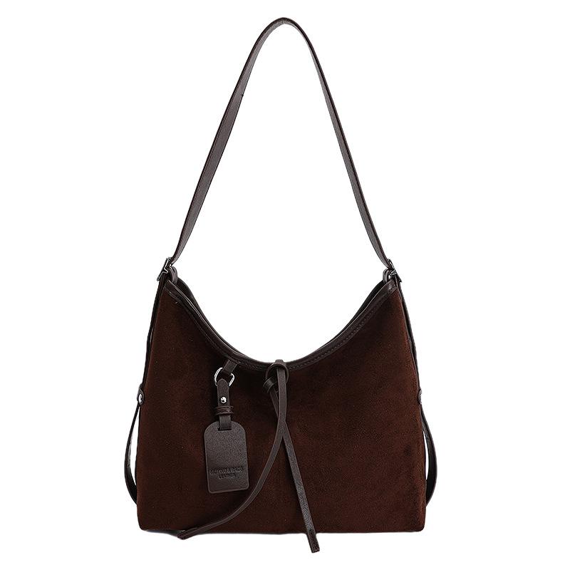 Fashion contrasting color suede strap design 2025 new handbag bag women's high-end tote bag single shoulder