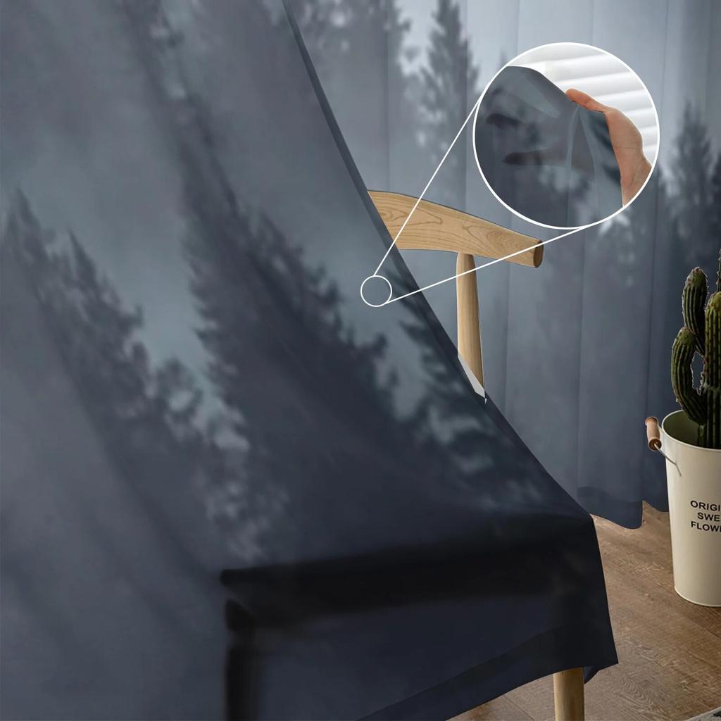 Mystical Forest Sheer Curtains Bedroom Voile Curtain Living Room Window Sheer Curtains Kitchen Tulle Drapes