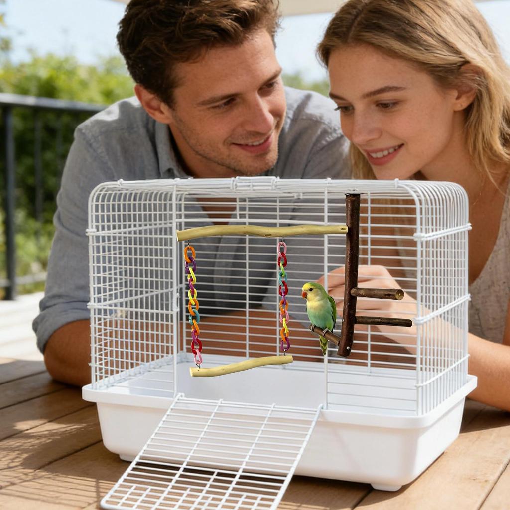 Bird Swing Chewing Standing Wooden Decor Bird Perch Stand for Budgies Small Parrots Bedding Living Room Home Indoor Outdoor
