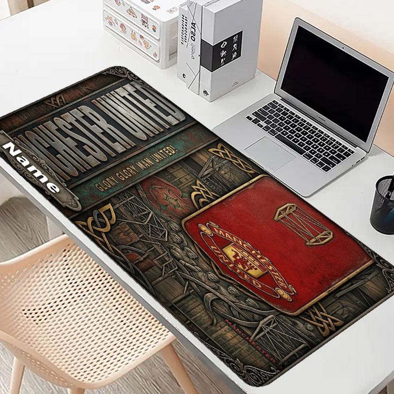Custom Name Personalized Manchester United Pattern Mousepad, Laptop PC Desk Mat, Decorative Desk Mat for Home Keyboard Pad Gift