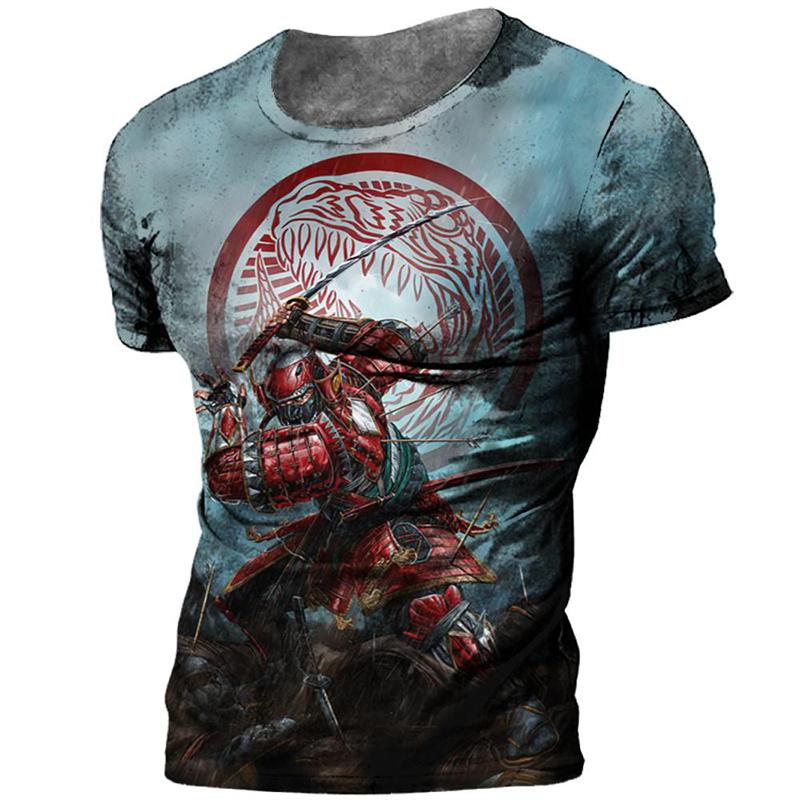 Trend Japanese Samurai Graphics T-shirts Summer Fashion Short Sleeve Mens Kids 3D Printed T Shirts Casual Loose Harajuku Tees