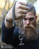 Collana Martello di Thor Vikingo Fatta a Mano in Acciaio con Teste di Lupo Ciondolo Mjolnir Gioielli Norreni per Uomo