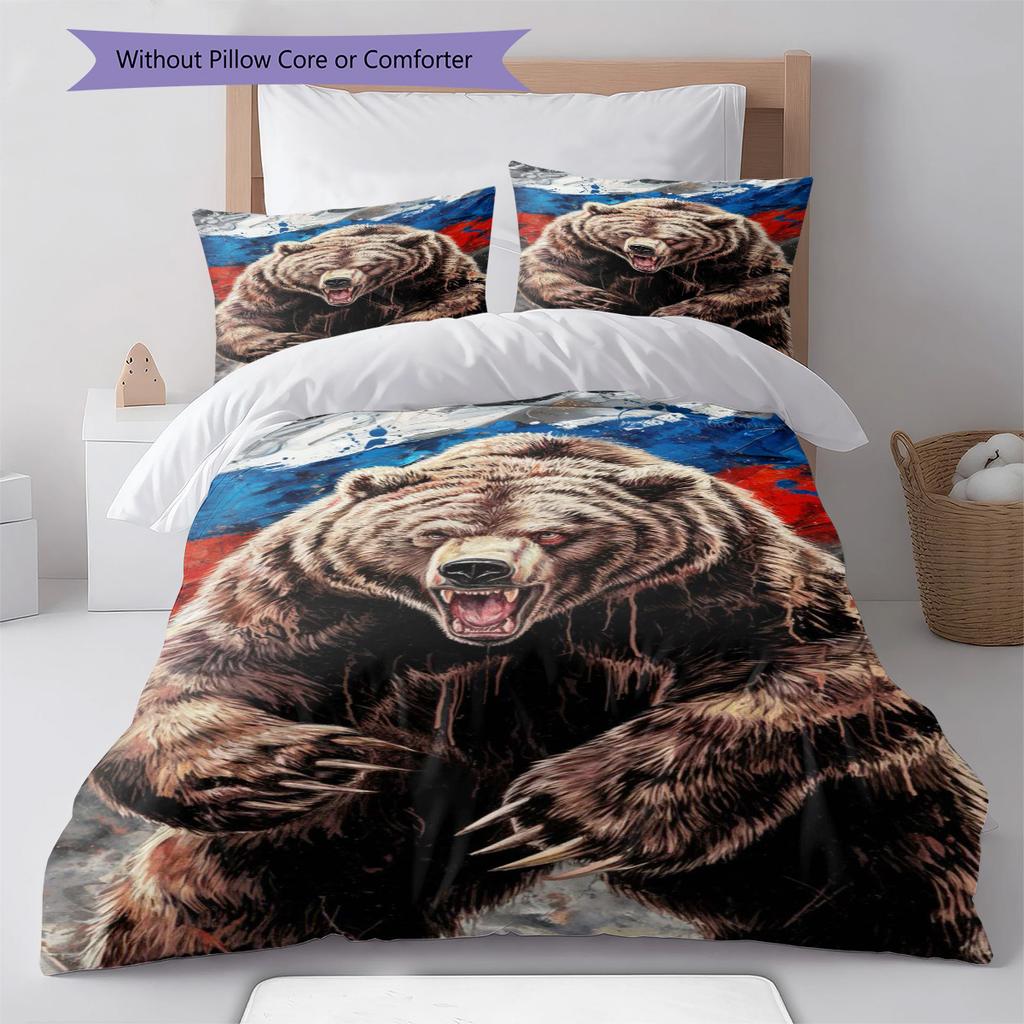 Bear Pattern Bedding Set Quilt Cover Pillowcase Home Decor Gift (1 * duvet cover + 2 * pillowcase, without core)
