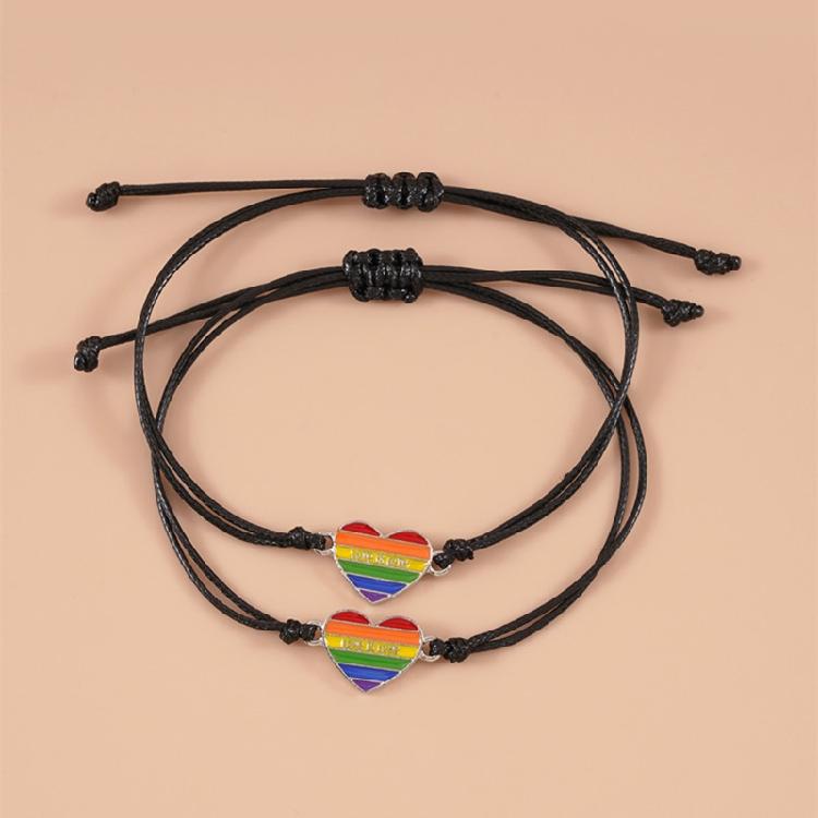2x Minimalist Bracelet Rainbow Color Charm Wax Rope Bracelet Friendship Jewelry